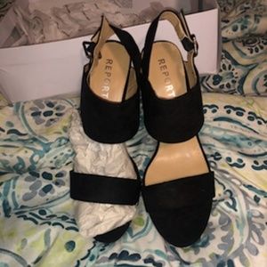 Womens Black Velvet Sexy wedge size 10